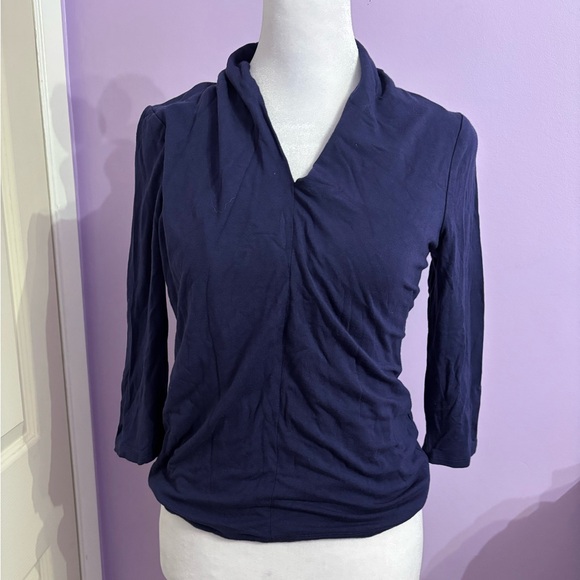Grace Tops - Grace Navy Blue Sleeved Blouse